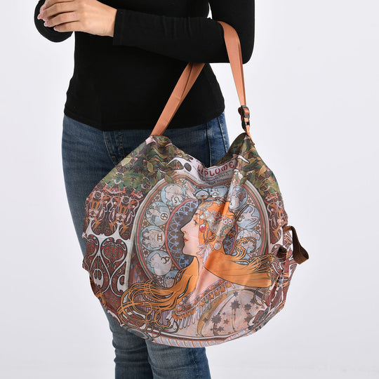 Schultertasche mit Kunst-Print, Faltbares Design, ca. 40x30x12 cm, Sonnenblumen