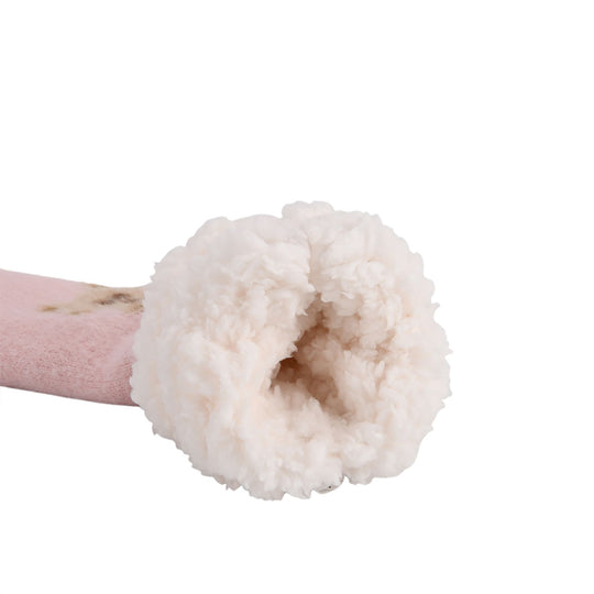 Kuschelige Sherpa-Socken mit Teddy-Bär-Motiv, Teddy Weiß