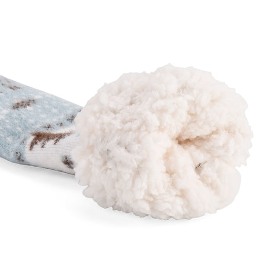 Kuschelige Sherpa-Socken mit Weihnachtsbaum-Motiv, Blau
