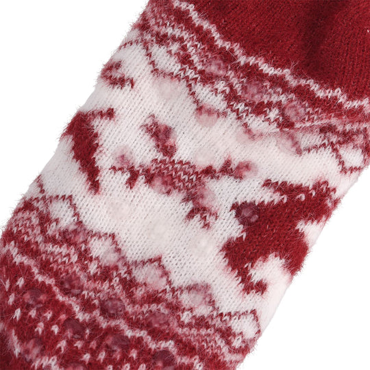 Kuschelige Sherpa-Socken mit Rentier-Motiv, Altrosa