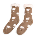 Kuschelige Sherpa Socken, Schafmuster, Braun