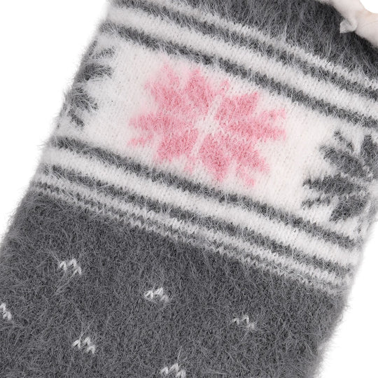 Kuschelige Sherpa-Socken mit Schneeflocken-Motiv, Marineblau