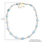AA Larimar, Süßwasser Perle Halskette ca. 45 cm 925 Silber 750 Gelbgold Vermeil
