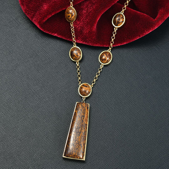 EVER TRUE - Skript Stein Halskette ca. 45 cm, Nickelfreies Messing goldfarben, ca. 58.79 ct