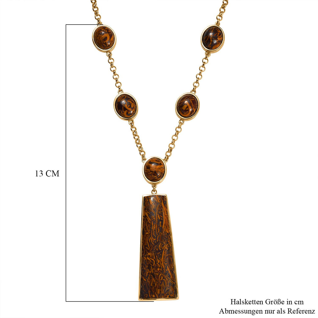 EVER TRUE - Skript Stein Halskette ca. 45 cm, Nickelfreies Messing goldfarben, ca. 58.79 ct