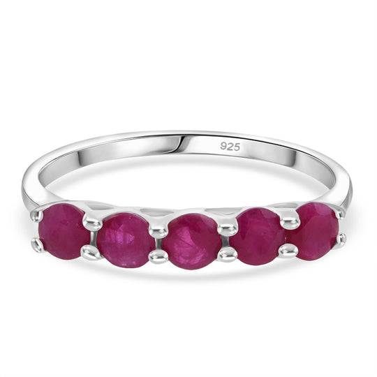 Burmesischer-Rubin Ring 925 Silber rhodiniert (Größe 17.00) ca. 1.20 ct