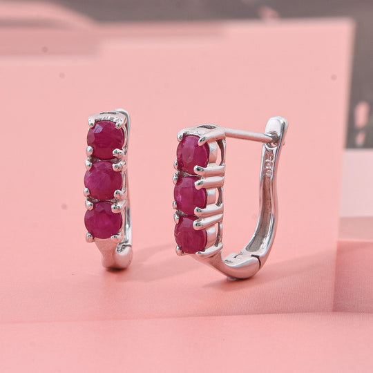 Burmesischer-Rubin Ohrringe 925 Silber rhodiniert ca. 1.44 ct