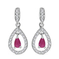 Burmesischer-Rubin, Weißer Zirkon Ohrringe 925 Silber rhodiniert ca. 0.85 ct