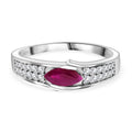 AA Natürlicher Burmesischer-Rubin, Moissanit Ring 925 Silber rhodiniert (Größe 18.00) ca. 0.83 ct