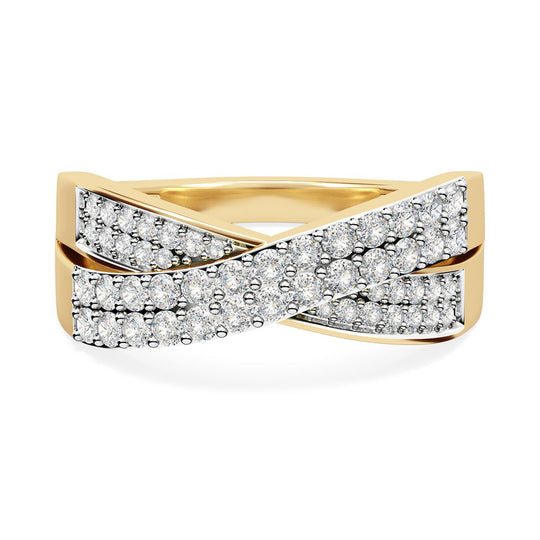 LUXURIANT SI-GH Labor Diamant Crossover Ring, 925 Silber Gelbgold Vermeil - 1 ct.
