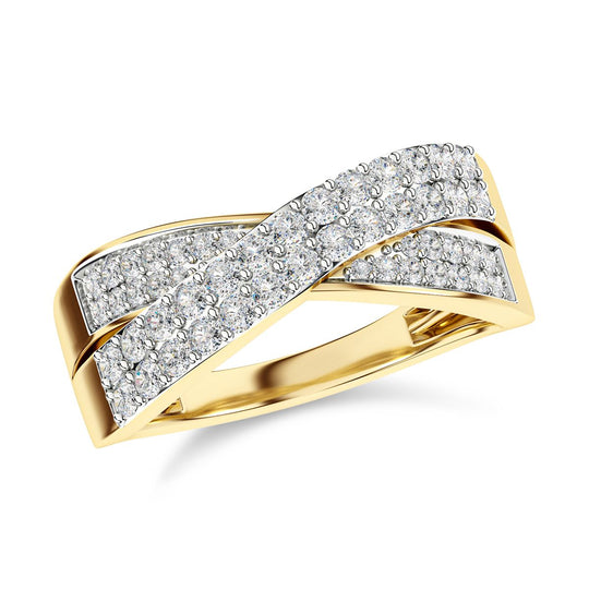 LUXURIANT SI-GH Labor Diamant Crossover Ring, 925 Silber Gelbgold Vermeil - 1 ct.