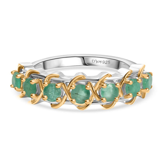 D joy Socoto Smaragd Ring 925 Silber platiniert und vergoldet (Größe 21.00) ca. 0.80 ct