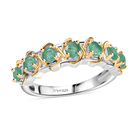 D joy Socoto Smaragd Ring 925 Silber platiniert und vergoldet (Größe 21.00) ca. 0.80 ct