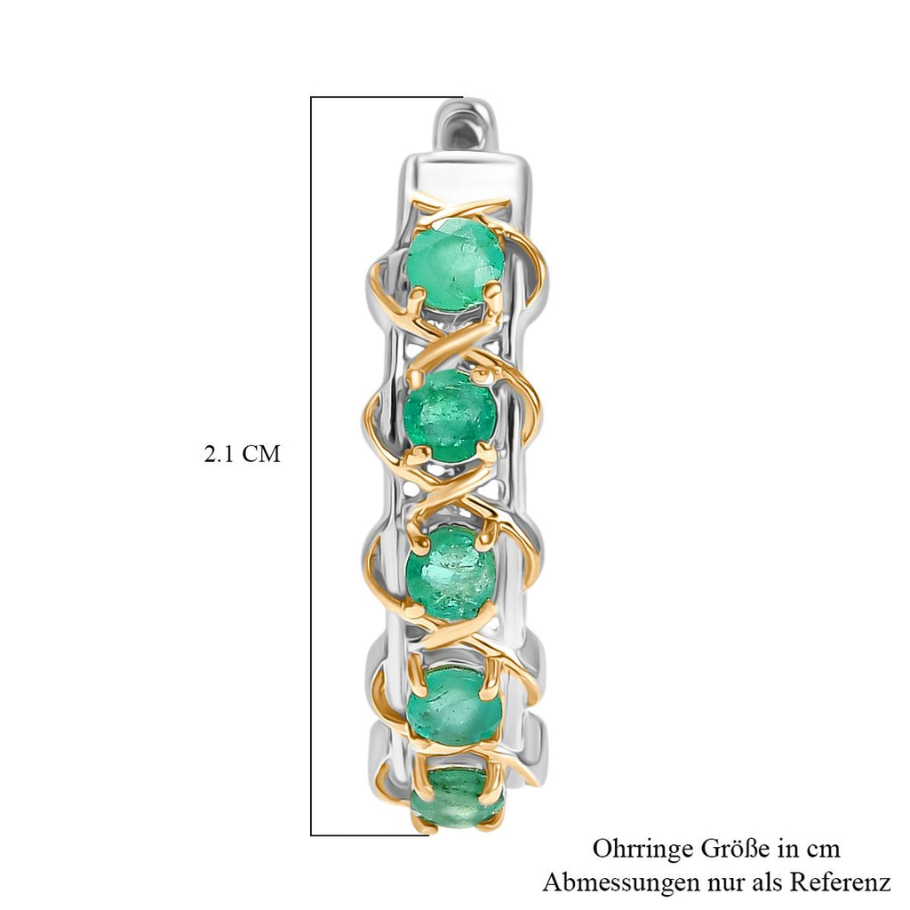 D joy Socoto Smaragd Ohrringe 925 Silber platiniert und vergoldet ca. 1.14 ct