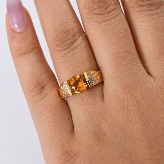 GP Trionfo Kollektion - AA Serra Gaucha Citrin, Kanchanaburi Blauer Saphir Ring 925 Silber 750 Gelbgold Vermeil (Größe 17.00) ca. 1,87 ct