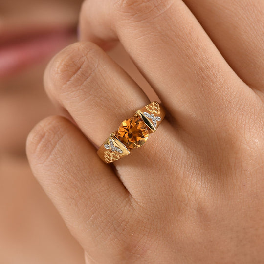 GP Trionfo Kollektion - AA Serra Gaucha Citrin, Kanchanaburi Blauer Saphir Ring 925 Silber 750 Gelbgold Vermeil (Größe 17.00) ca. 1,87 ct