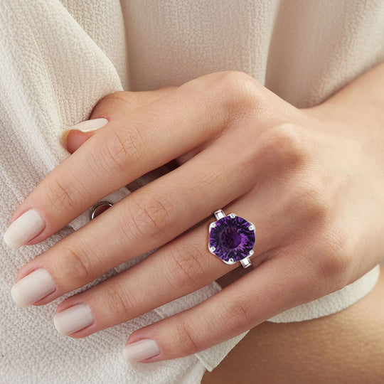 ShopLC Exklusiv: Millennial-Schliff, Afrikanischer Amethyst Ring 925 Silber rhodiniert (Größe 20.00) ca. 6.30 ct