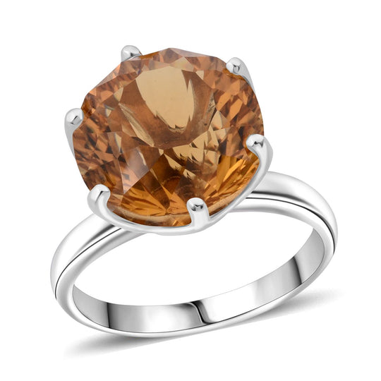 ShopLC Exklusiv: Millennial-Schliff, Citrin Ring 925 Silber rhodiniert (Größe 18.00) ca. 6.30 ct