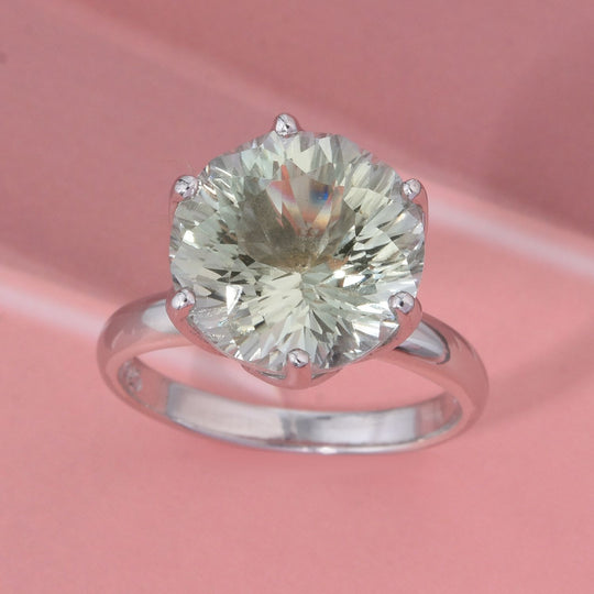 ShopLC Exklusiv: Millennial-Schliff, Prasiolith Ring 925 Silber rhodiniert (Größe 21.00) ca. 6.30 ct