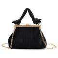 Plissiertes Design Crossbody Tasche mit Knotenhenkel, 23x10x15cm, Schwarz