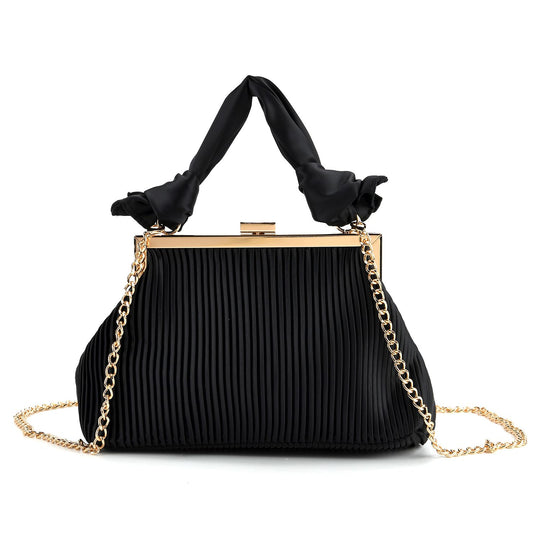 Plissiertes Design Crossbody Bag mit Knotenhenkel, 23 x 10 x 15 cm, Gold