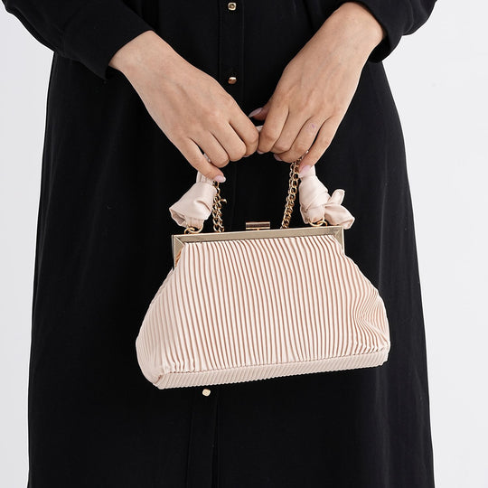 Plissiertes Design Crossbody Bag mit Knotenhenkel, 23 x 10 x 15 cm, Gold