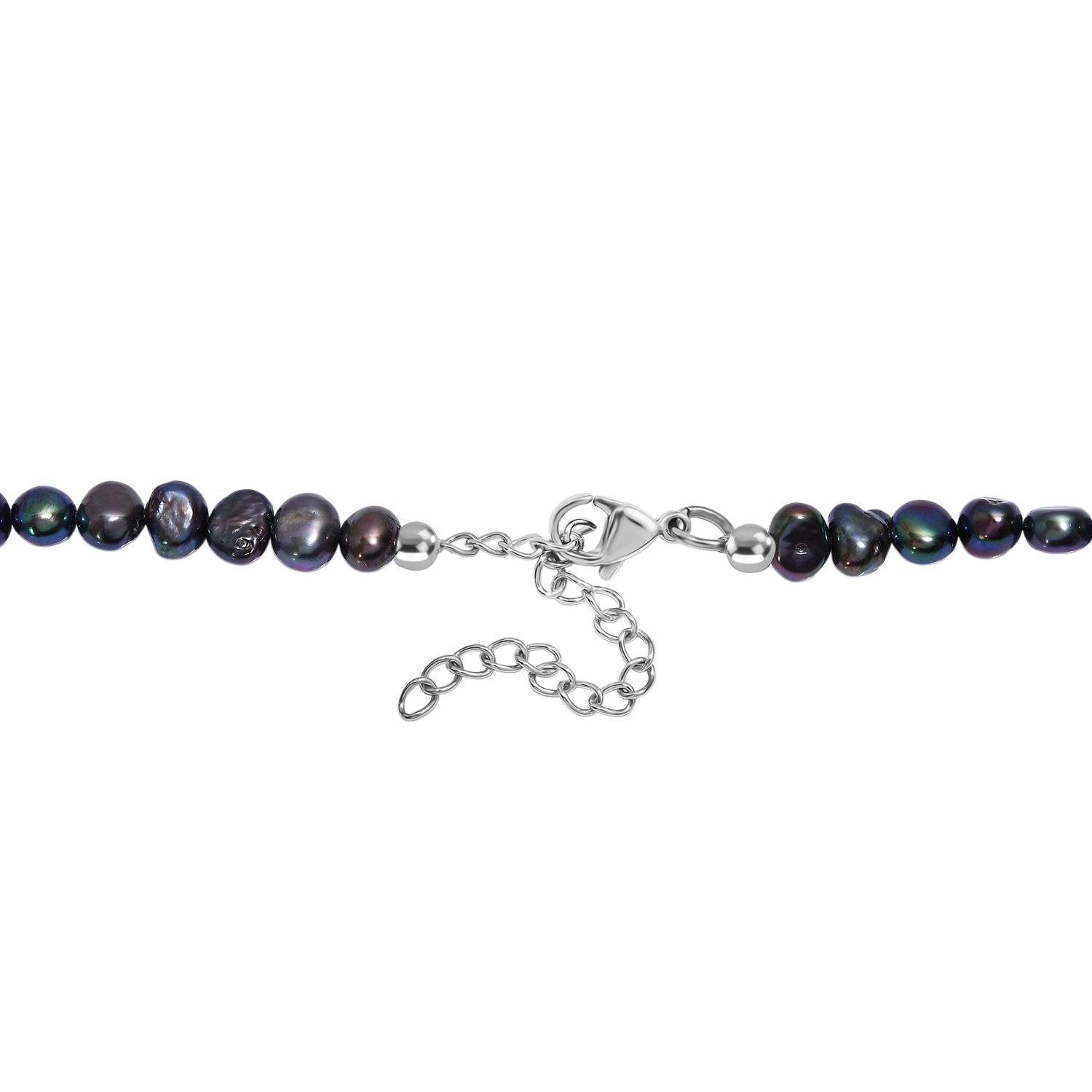 Pfauenfarbene gefärbte Perle, Süßwasser Perle Halskette ca. 45 cm 316L 316 316L Edelstahl