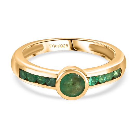 Timeless Embrace - D joy Kagem Sambischer Smaragd Ring 925 Silber 750 Gelbgold Vermeil (Größe 18.00) ca. 0.76 ct