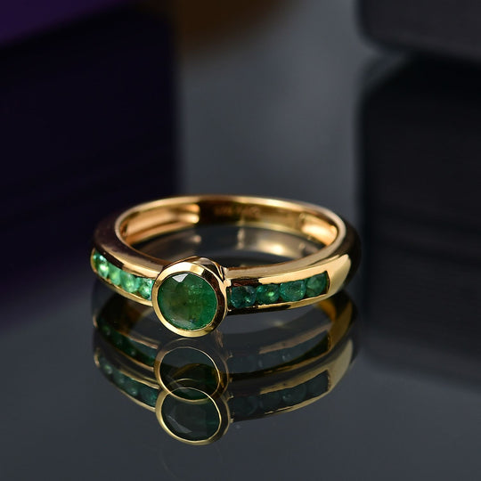 Timeless Embrace - D joy Kagem Sambischer Smaragd Ring 925 Silber 750 Gelbgold Vermeil (Größe 18.00) ca. 0.76 ct