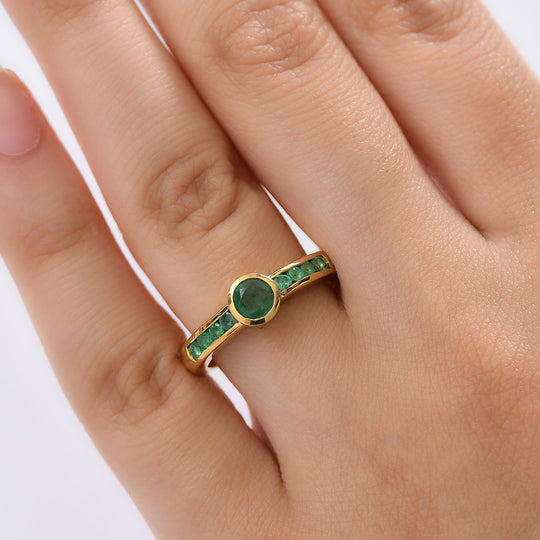 Timeless Embrace - D joy Kagem Sambischer Smaragd Ring 925 Silber 750 Gelbgold Vermeil (Größe 18.00) ca. 0.76 ct