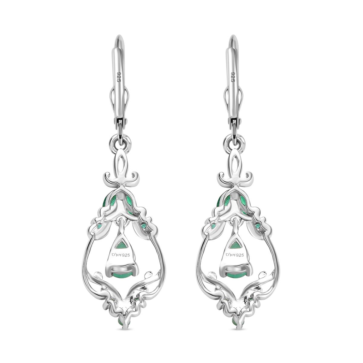 Timeless Regal - D joy Kagem Sambischer Smaragd, Smaragd Ohrringe 925 Silber Rhodiniert und 750 Gelbgold Vermeil ca. 1,26 ct.