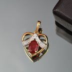 Djoy AA Mexikanischer Kirschfeuer-Opal, Weißer Zirkon Anhänger 925 Silber platiniert und vergoldet ca. 0,66 ct.