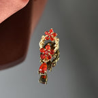 Djoy AA Mexikanischer Kirschfeuer-Opal Anhänger 925 Silber 750 Gelb Vergoldet ca. 0,38 ct.