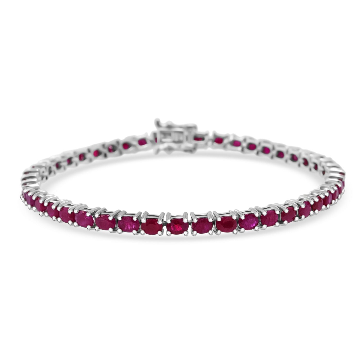 Natürlicher burmesischer Rubin Armband ca. 19 cm 925 Silber rhodiniert ca. 9.16 ct