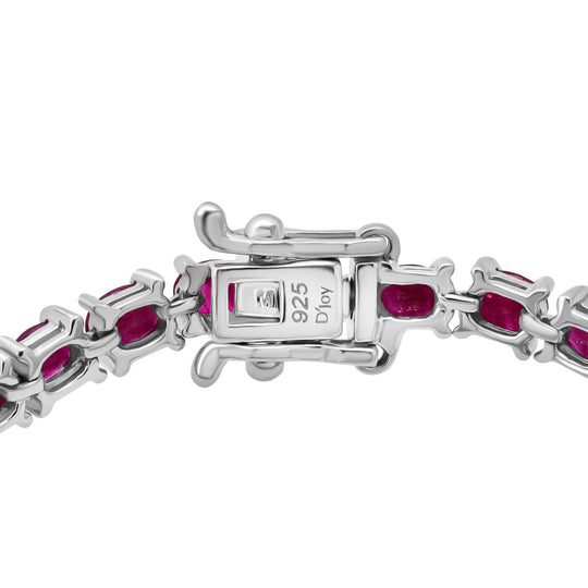 Natürlicher burmesischer Rubin Armband ca. 19 cm 925 Silber rhodiniert ca. 9.16 ct