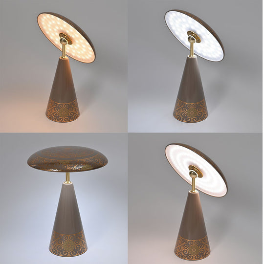 Kabellose Tischlampe mit Touch-Steuerung, Magnetdesign, Orientalisches Muster, 23x31 cm, Braun
