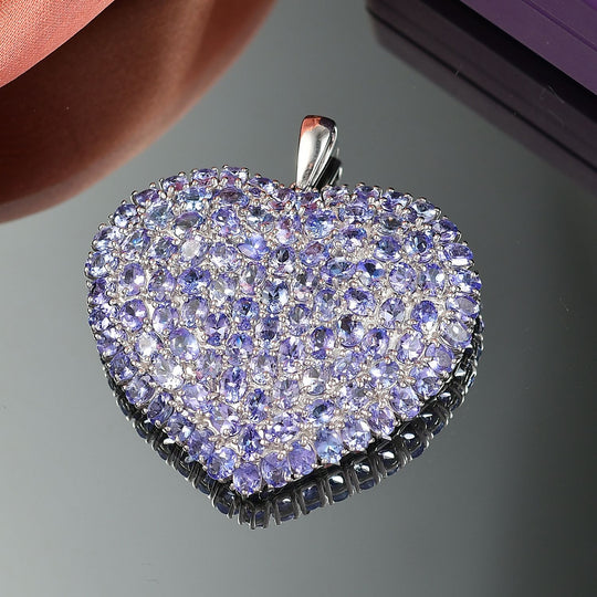 Tansanit Anhänger 925 Silber rhodiniert ca. 19.28 ct