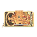 Langportemonnaie, RFID-Schutz, 19x4x9cm, Gold Multicolor, Alphonse-Mucha-Motiv.
