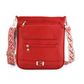 Crossbody-Tasche mit gewebtem Schulterriemen und Reißverschlussfächern, 24x28 cm, Rot