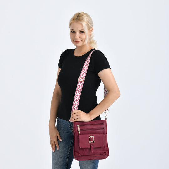Elegante Umhängetasche aus feinem Lederimitat mit Mehrfachfächern, 24x27 cm, Steingrau