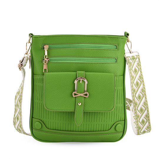 Elegante Umhängetasche aus feinem Lederimitat mit Mehrfachfächern, 24x27 cm, Steingrau