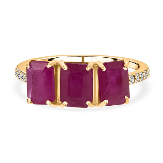 AAA Natürlicher burmesischer Rubin, Weißer Diamant Ring 375 Gold (Größe 19.00) ca. 3.44 ct