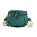 PU Crossbody Tasche mit gemustertem Riemen, 22x8x19cm, Blaugrün