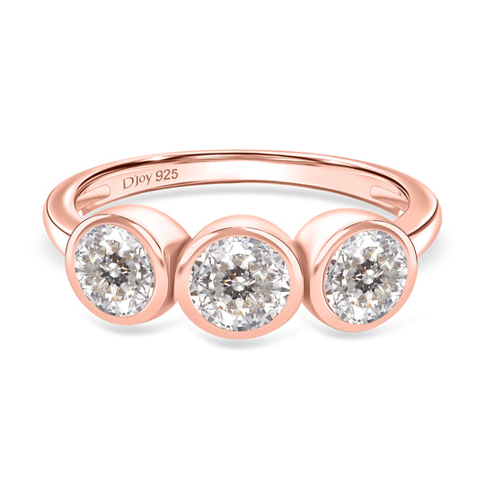 D’joy 100 Facetten Moissanit Ring 925 Silber rhodiniert (Größe 21.00) ca. 1,37 ct