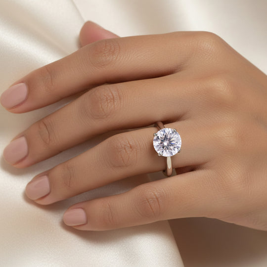 GRA zertifiziert Moissanit Ring 925 Silber rhodiniert (Größe 17.00) ca. 5.50 ct