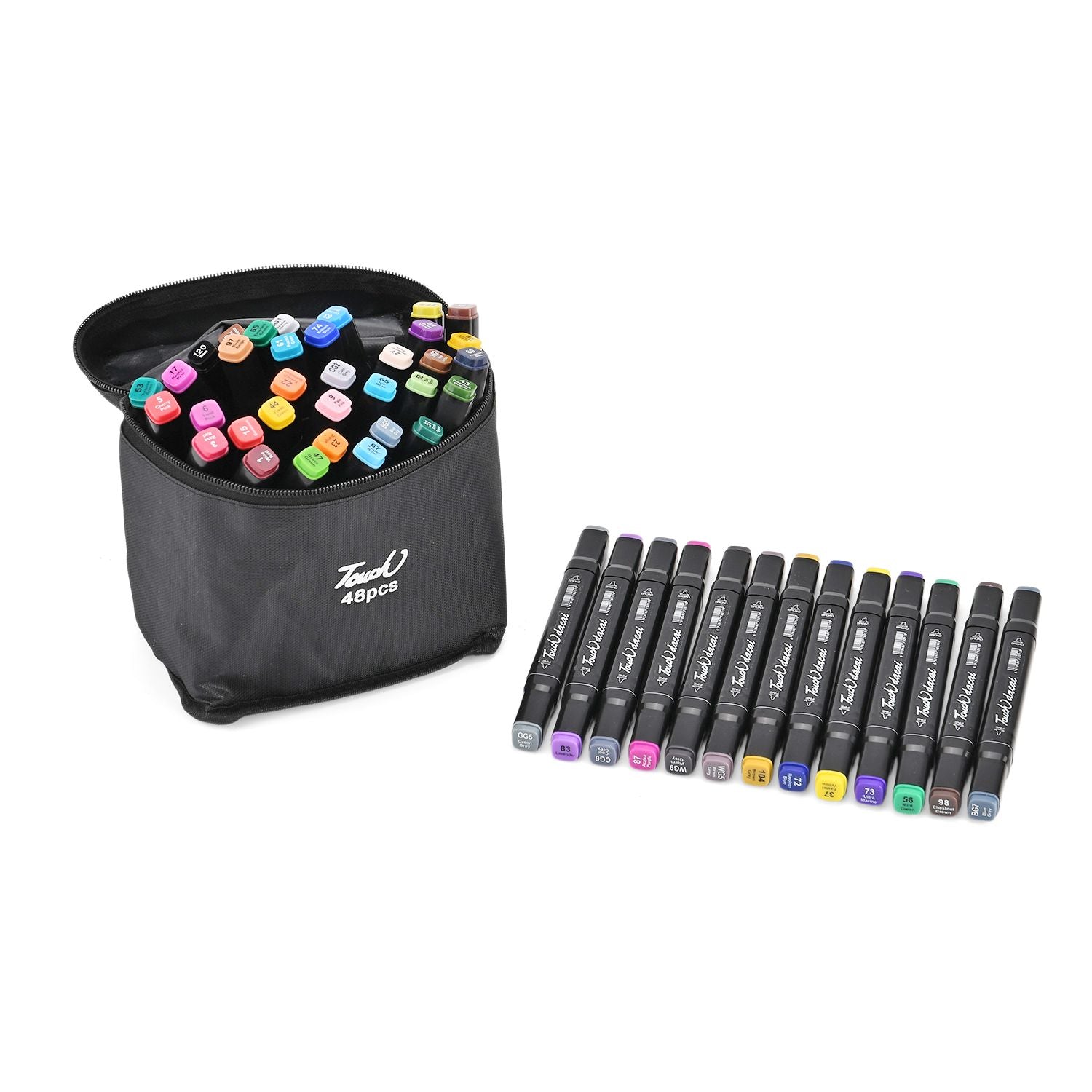 Set mit 120 Dual-Markern und Aufbewahrungstasche, Größe 21x17x16 cm, Schwarz