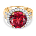 D'joy Lab Grown Padparadscha-Saphir , Moissanit Ring 925 Silber 750 Gelbgold Vermeil (Größe 18.00) ca. 9.22 ct