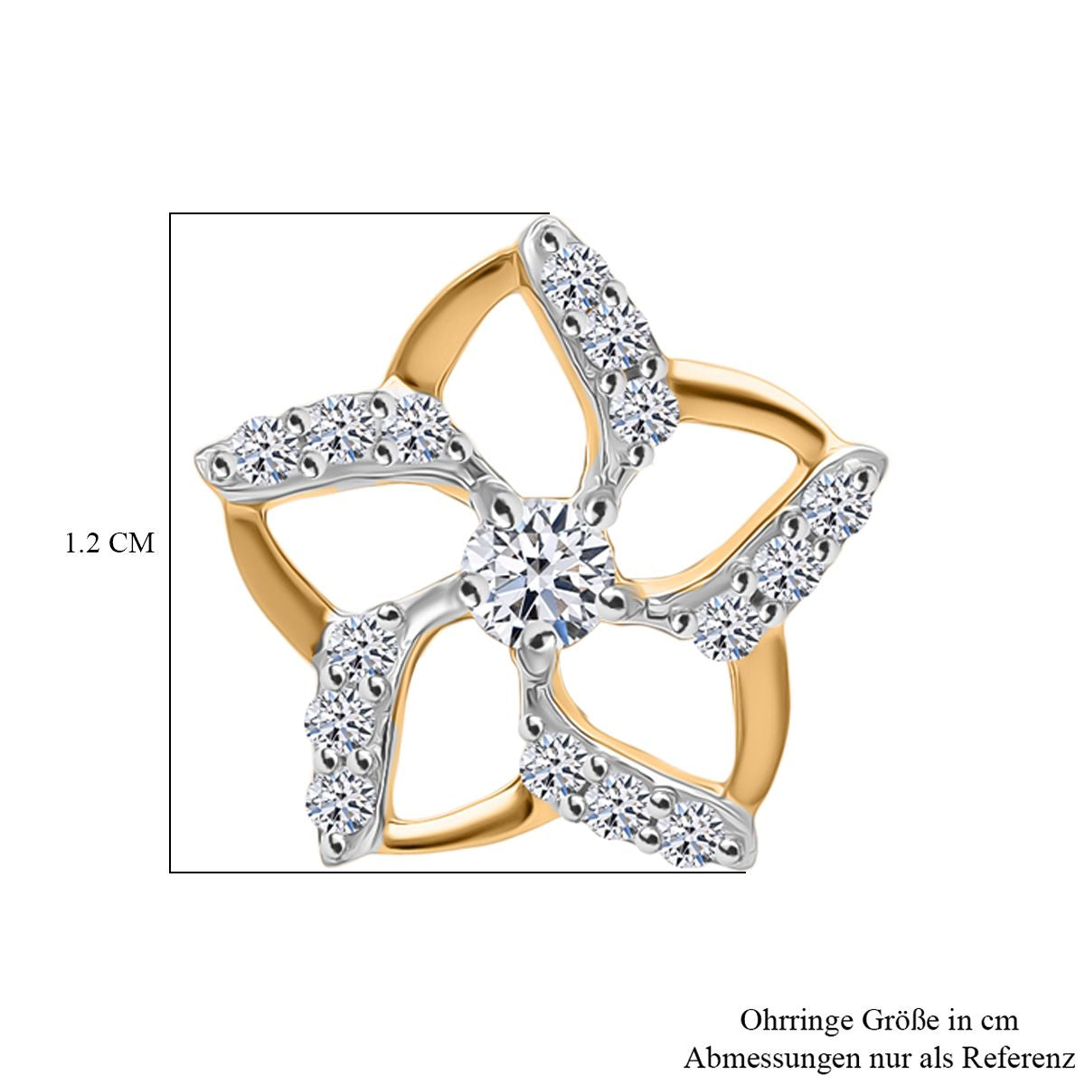 LUXURIANT DIAMOND - Lab Grown Diamant SI-GH SGL zertifiziert Ohrringe 925 Silber 750 Gelbgold Vermeil ca. 0.33 ct