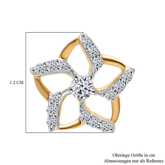 LUXURIANT DIAMOND - Lab Grown Diamant SI-GH SGL zertifiziert Ohrringe 925 Silber 750 Gelbgold Vermeil ca. 0.33 ct