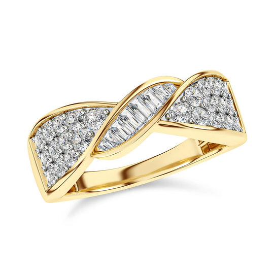 LUXURIANT DIAMOND - Lab Grown Diamant SI-GH SGL zertifiziert Ring, 925 Silber 750 Gelbgold Vermeil (Größe 19.00) ca. 1.00 ct